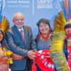 Brazil’s president Luiz Inácio Lula da Silva with Indigenous people.