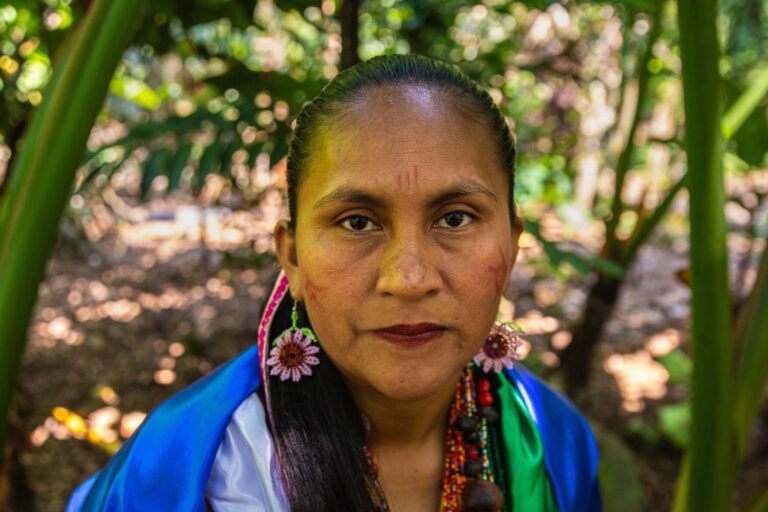 Soraida Chindoy, 38, Indigenous leader from the Inga community of the Condagua reservation. She has been part of the movement to stop the mining project from the beginning. Image by Antonio Cascio for Mongabay.