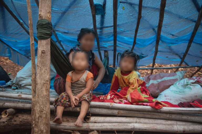 Villagers seeking shelter following the March 2021 airstrikes at an IDP camp within the Salween Peace Park. Image courtesy of KESAN.
