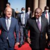 German Chancellor Olaf Scholz visits Senegal's President Macky Sall on May 20, 2022.