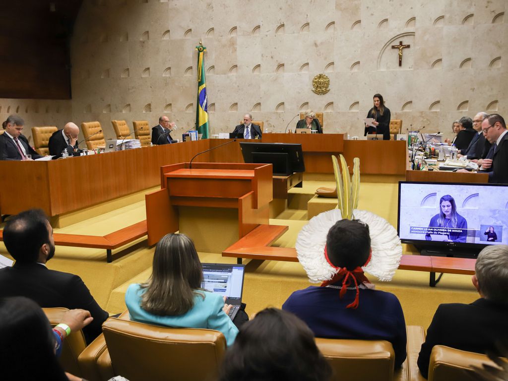 The time frame trial began in 2021 and was delayed several times by Brazil’s Supreme Court. Several Indigenous advocates follow it closely. Image courtesy of Antônio Cruz/Agência Brasil.