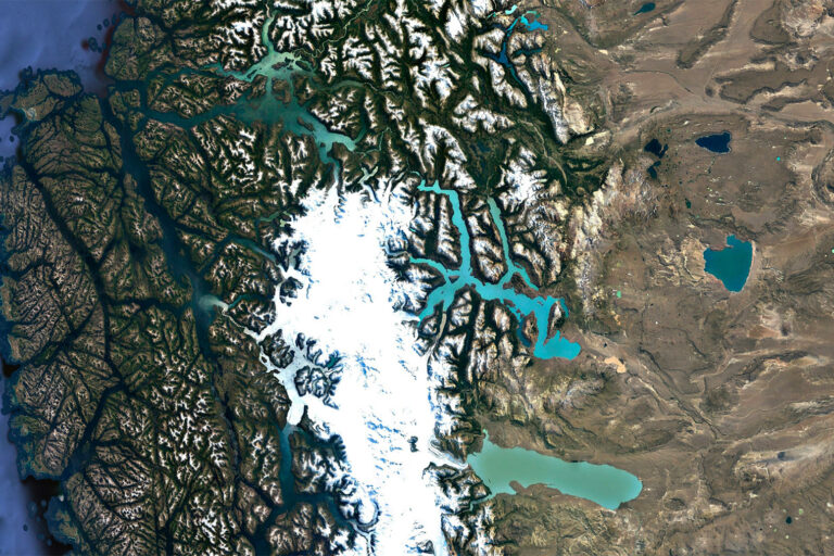 Satellite image of Argentina's Patagonia region.