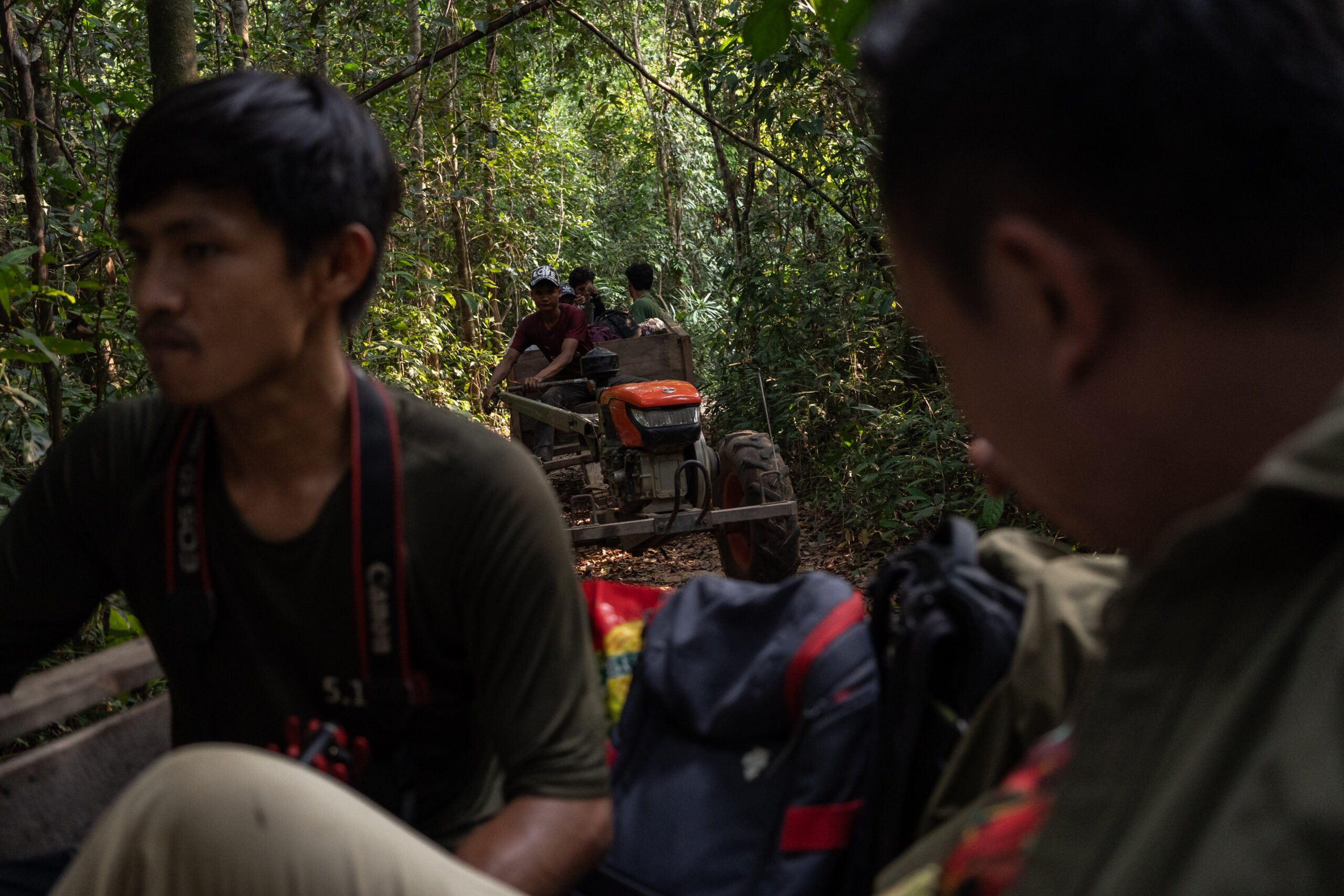 San Mala and the Prey Preah Roka Community Network were escorted out of the forest - along with Mongabay reporters - by Ministry of Environment rangers in April 2023. Image by Andy Ball / Mongabay.