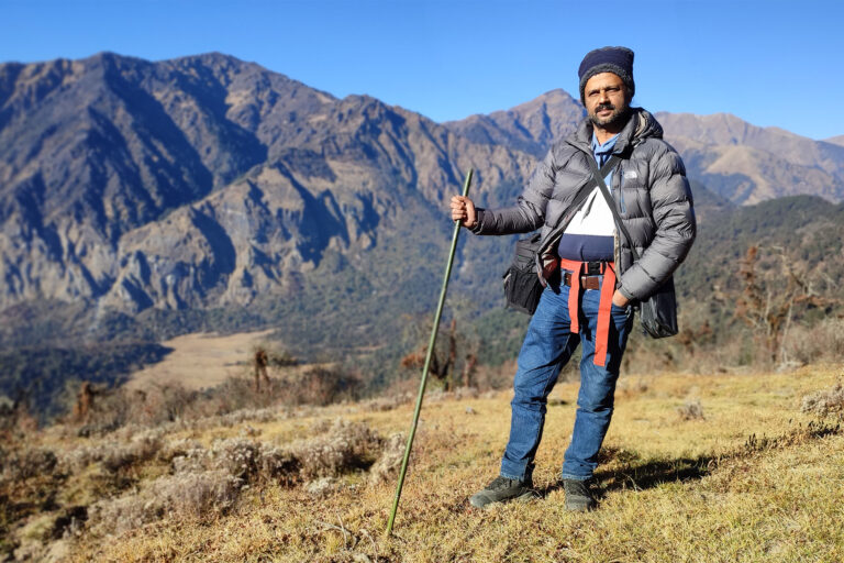 Raju Acharya in the remote field in Accham district, western Nepal.