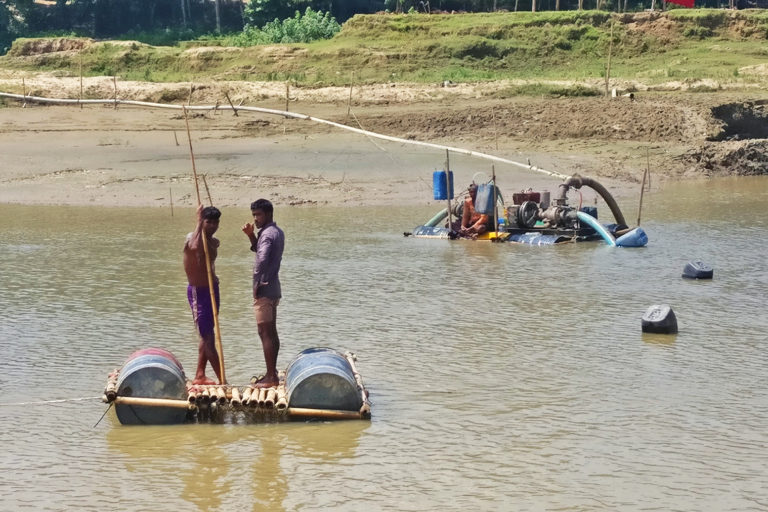 Banks of a river where sand is illegally mined.