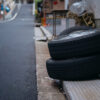 Tires by the road.