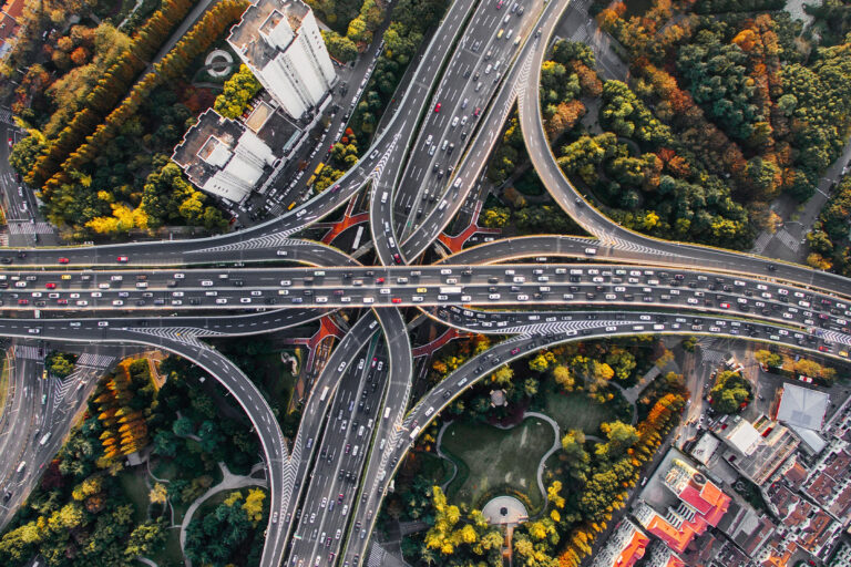 Aerial view of traffic.