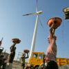 Laborers at Land Rover's wind energy project purposed for carbon finance in India.